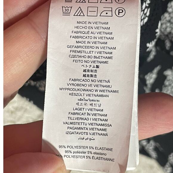 Michael Kors Women's Size XS 3/4 Sleeve Floral Stretch Shift Dress Black White - Picture 10 of 13